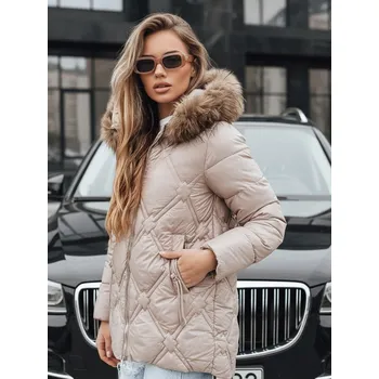 Dámská bunda Dámská zimní bunda s kožešinou béžová FashionStreet TY5512 XL