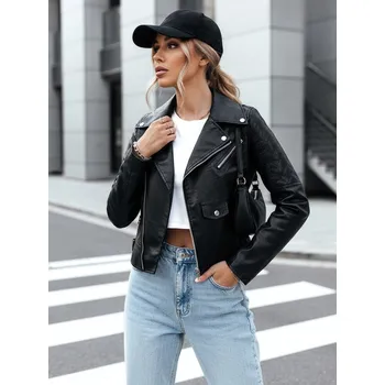 Dámská kožená bunda ERIETA black FashionStreet TY4197 L