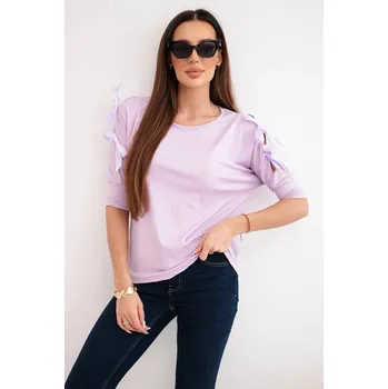 Dámská halenka Dámská viskózová blůza s ozdobnými stuhami světle fialová UNI