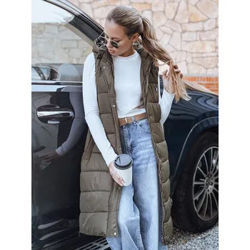 Dámská vesta Dámská dlouhá prošívaná zelená vesta FashionStreet TY5268 S