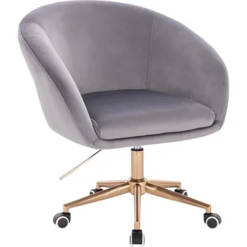 LuxuryForm DESIGN Kosmetická židle VENICE VELUR na zlaté podstavě s kolečky - světle šedá