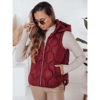 Dámská vesta Dámská prošívaná vesta s kapucí MISSVEST vínová FashionStreet TY5017 XL