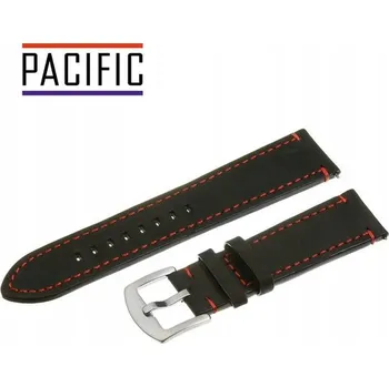 Řemínek na hodinky Řemínek k hodinkám Pacific - 22 mm černý s červenou nití + stěžejky