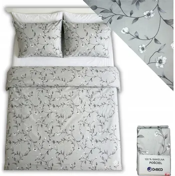 Povlečení Povlečení 180x200 BAVLNA Sada Povlečení na zip ŠEDÉ s květy POLSKA
