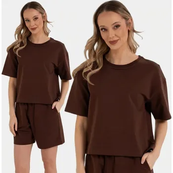 DÁMSKÉ TRIČKO VOLNÉ TRIČKO S KRÁTKÝM RUKÁVEM POHODLNÉ HALENKA MORAJ L