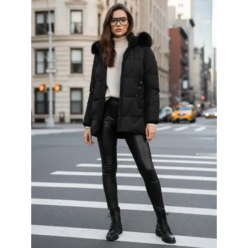 Dámská bunda Dámská zimní prošívaná bunda s kapucí černá FashionStreet TY5330 S