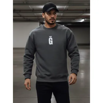 Pánská mikina Pánská grafitová mikina s potiskem FashionStreet BX5921 XXL