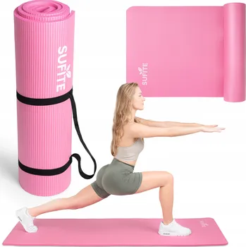 podložka na cvičení Gymnastická podložka SUFITE růžová, silná NBR 1,5 cm, na cvičení a jógu