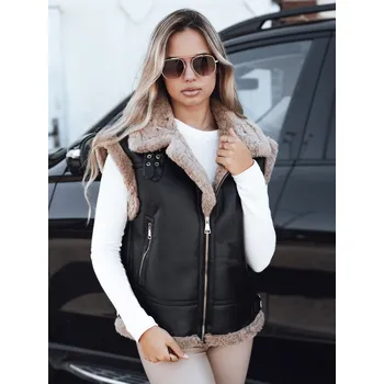 Dámská vesta Dámská kožená vesta s ovčí kůží černá FashionStreet TY5251 L