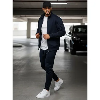 Pánská mikina Pánská mikina na zip bez kapuce tmavě modrá BX4567 XXL