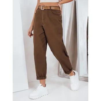 Dámské kalhoty Dámské džíny mom fit hnědé FashionStreet UY2844 XL