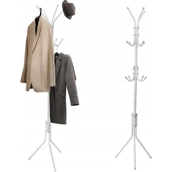 Věšák Bílý věšák na oblečení volně stojící stojan 175 cm s 12 háčky
