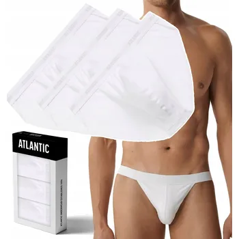 Slipy ATLANTIC 3BMP-1582 Pánské slipy slipy střihu Tanga, bavlněné, 3 páry - XXL