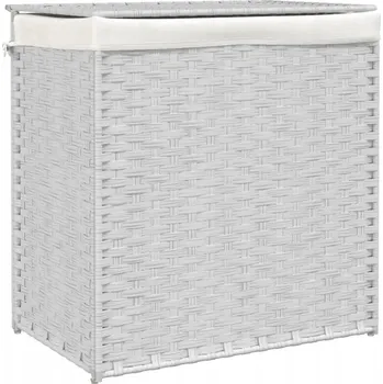 Koš na prádlo Koš na prádlo z PE ratanu, 2 přihrádky, bílý, 53x35x57 cm
