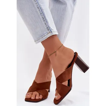 Dámské sandále Dámské sandály na podpatku hnědé Denessa 36