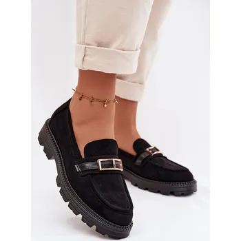 Dámské mokasíny Dámské mokasíny se zlatým přezkou Černé Mirelva 38