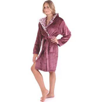 Dámský župan Dámský župan Flora s kapucí 4856 4853 krátký vínový - Vestis M