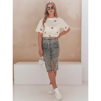 Dámská sukně Džínová midi sukně GUZIKOVA šedá FashionStreet CY0510 SX/34