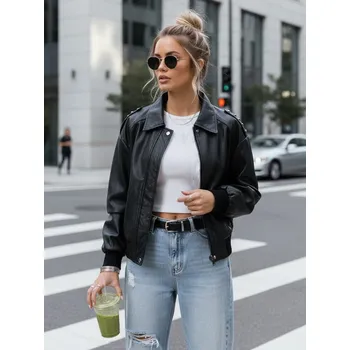 Dámská kožená bunda bomber černá FashionStreet TY5566 L