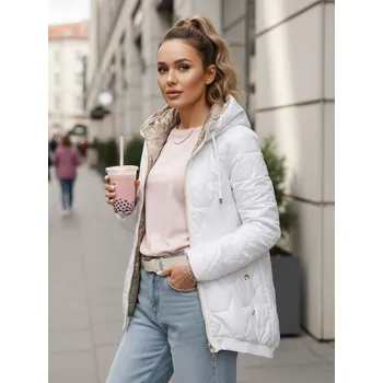 Dámská prošívaná bunda s kapucí bílá FashionStreet TY5545 M