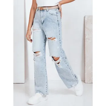 Dámské kalhoty Dámské džíny s širokým žebrováním modré FashionStreet UY2794 XL