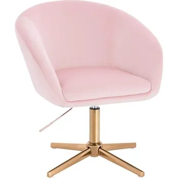 LuxuryForm DESIGN Kosmetická židle VENICE VELUR na zlatém kříži - růžová