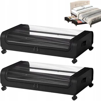 Úložný box 2 úložné boxy s kolečky a okénkem na oblečení