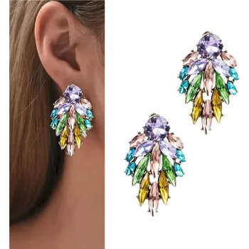 Náušnice Náušnice zlaté fialové barevné zelené puzetky zirkonové společenské