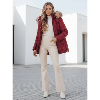 Dámská zimní bunda LUMORE prošívaná bunda s kapucí bordó FashionStreet TY5014 M
