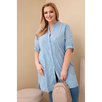 Dámská sukně Dámská sukýnka Plus Size s výšivkou a ohrnovacími rukávy modrá UNI