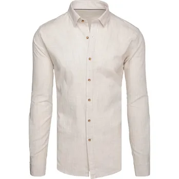 Pánská košile Pánská košile s dlouhým rukávem a jemným proužkem béžová FashionStreet DX2655 XL