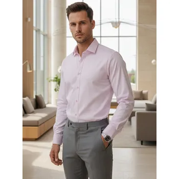 Pánská košile Pánská elegantní hladká světle fialová košile SLIM FIT FashionStreet DX2683 3XL