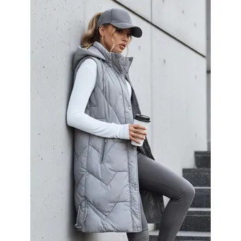 Dámská vesta Dámská dlouhá prošívaná šedá vesta FashionStreet TY5266 S