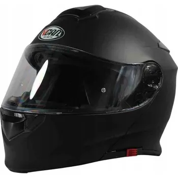 Helma na motorku MOTOCYKLOVÁ PŘILBA VYKLÁPĚCÍ ZVEDACÍ BRADA VCAN H271 MATNÁ ČERNÁ M SLUNEČNÍ CLONA