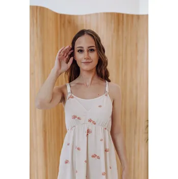 Dámská noční košile Mamushie noční těhotenská a na kojení Maki - béžová [Velikost M]