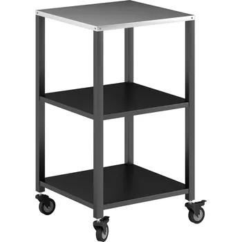 Příslušenství pro gril Grilovací vozík Outsunny, třípatrový grilovací stůl s kolečky z nerezové oceli, mobilní servírovací vozík 50 x 50 x 90 cm, černý