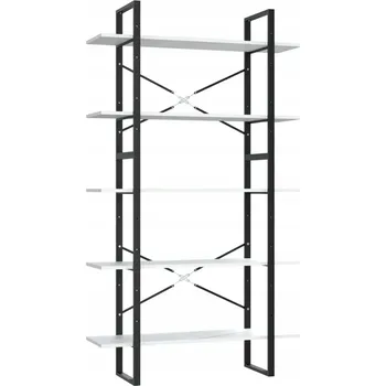 Knihovna 5-patrový regál na knihy, bílý, 100x30x175 cm