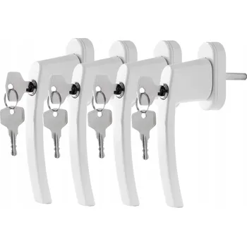 Okenní klika OKENNÍ KLIKA S BLOKACÍ HLINÍKOVÁ BÍLÁ 4 KUSY S KLÍČKY 7X7MM 35MM