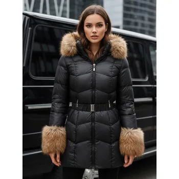 Dámská zimní prošívaná bunda s kapucí černá FashionStreet TY5320 L