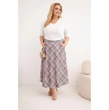 Dámská sukně Dámská sukně Plus Size s širokým lemem v kostkovaném vzoru šedá UNI