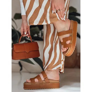 Dámské polobotky Dámské žabky na suchý zip PLATFOR camel FashionStreet ZY0868 39