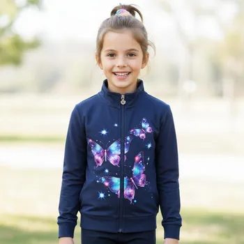 Dívčí mikina Dívčí mikina s motýlky SM3637 Velikost: 122, Barva: Tmavě modrá
