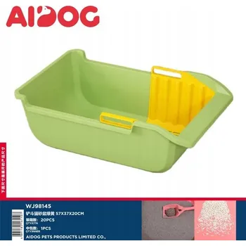 Toaleta pro kočku Zeleno-žlutá toaleta pro kočky s lopatkou 57x37 cm