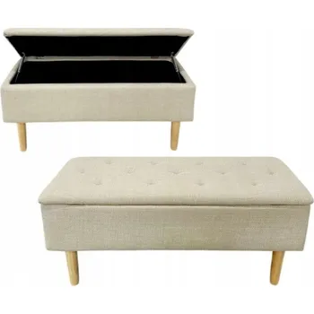 Lavice BADSTED s úložným prostorem, béžová látka / barva dubu