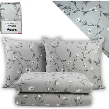 Povlečení Povlečení 200 220 BAVLNĚNÉ Sada Povlečení 220x200 na zip ŠEDÁ s květinami