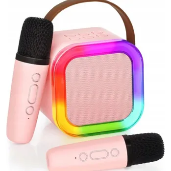 KARAOKE SADA MIKROFON + BEZDRÁTOVÝ REPRODUKTOR RŮŽOVÝ BLUETOOTH