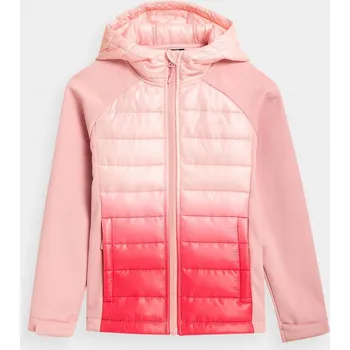 Dívčí bunda 4F Dívčí softshellová bunda s péřovým panelem JSFD002 růžová _ vel. 152