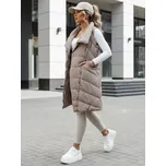 Dámská prošívaná dlouhá vesta bez kapuce SERKIS béžová FashionStreet TY4525 XL