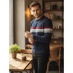 Pánský pruhovaný tmavě modrý svetr FashionStreet WX2281 M