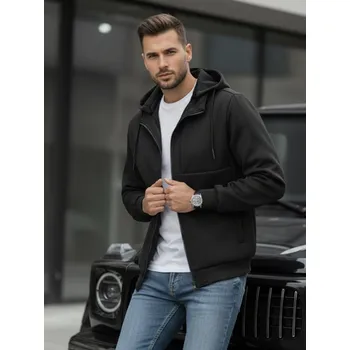 Pánská přechodná bunda s kapucí černá FashionStreet TX5016 XL